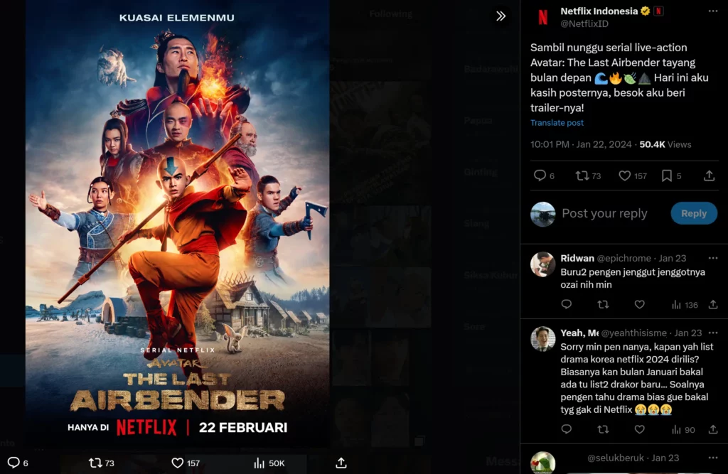 Avatar The Last Airbender on X Netfilx Indonesia