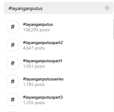 Hashtag Layangan Putus di Instagram meraup 158k pengguna.